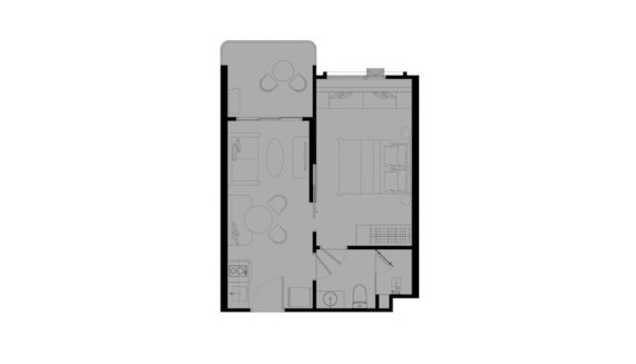 Apartment floor plan, 1 bedroom in Title Serenity Naiyang No. 11012 (2D)