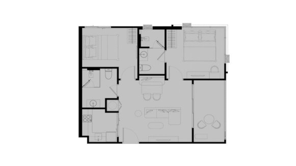 Apartment floor plan, 2 bedrooms in Title Serenity Naiyang No. 11014 (2D)