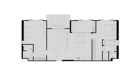 Apartment floor plan, 3 bedrooms in Title Serenity Naiyang No. 11015 (2D)